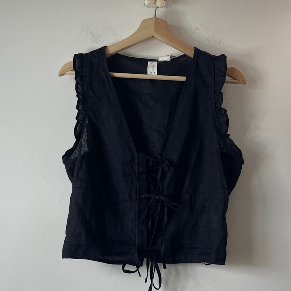 Joie Tops - Joie Black Sleeveless Lace-Up Blouse